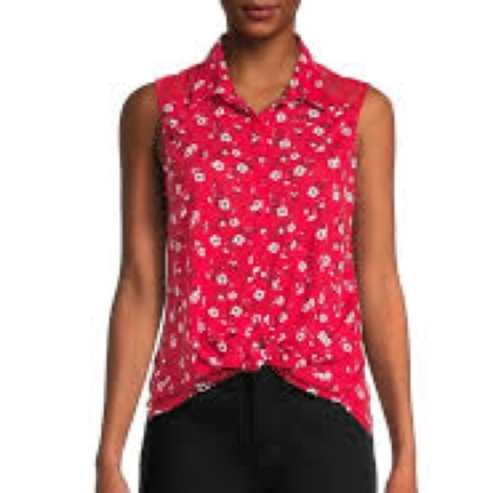 Red Sleeveless Floral top